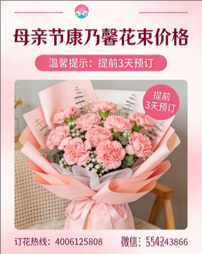 湖州吴兴区花店母亲节康乃馨花束